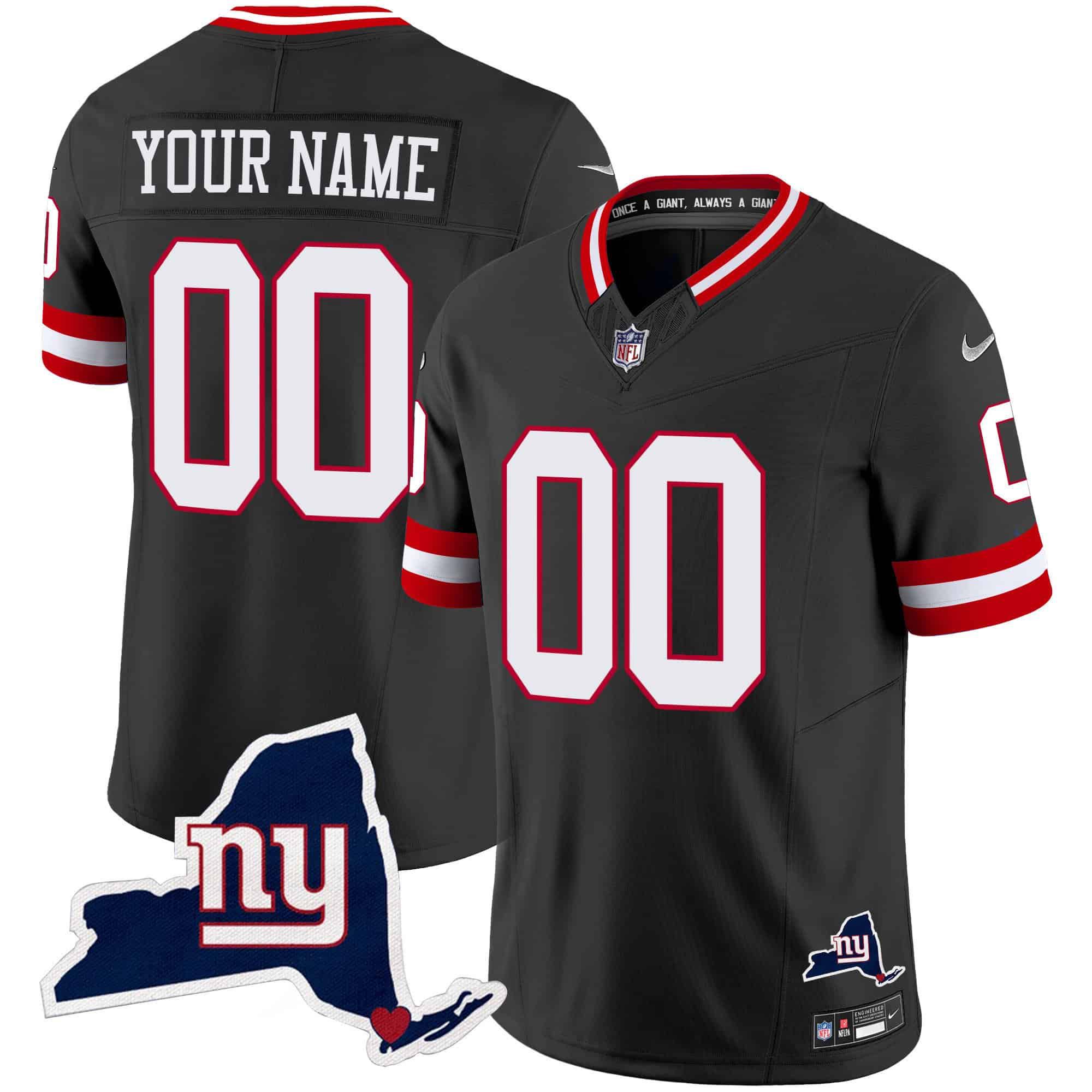Men New York Giants Black 2024 Nike Map Patch Limited Custom NFL Jersey